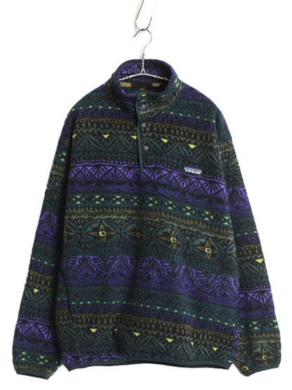 90s USA製 ★ パタゴニア ライトウェイト シンチラ スナップT メンズ M / 97年製 古着 フリース プルオーバー ジャケット TRADEWINDS 総柄