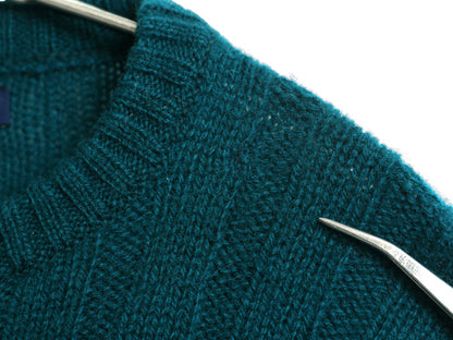 90s ポロ ラルフローレン ニット セーター メンズ XL / 古着 オールド ウール リブ編み ポニー無し 無地 シンプル 大きいサイズ グリーン