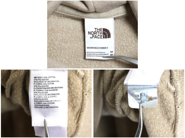 ノースフェイス スウェット フード パーカー レディース М / プルオーバー 裏起毛 トレーナー アウトドア ワンポイント 茶タグ ベージュ