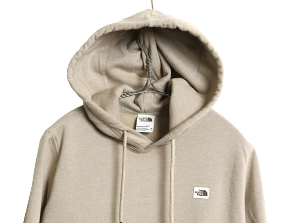 ノースフェイス スウェット フード パーカー レディース М / プルオーバー 裏起毛 トレーナー アウトドア ワンポイント 茶タグ ベージュ