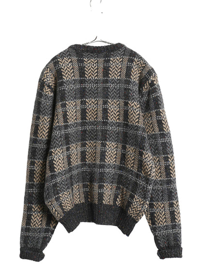 80s マクレガー デザイン ニット セーター メンズ M / 古着 ヴィンテージ チェック ネップ ウール アクリル 長袖ニット クルーネック 総柄
