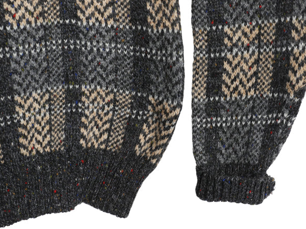 80s マクレガー デザイン ニット セーター メンズ M / 古着 ヴィンテージ チェック ネップ ウール アクリル 長袖ニット クルーネック 総柄