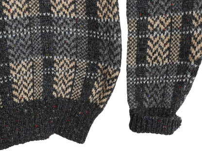 80s マクレガー デザイン ニット セーター メンズ M / 古着 ヴィンテージ チェック ネップ ウール アクリル 長袖ニット クルーネック 総柄