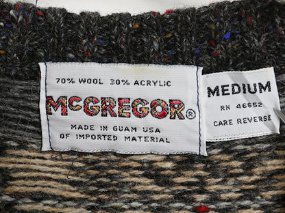 80s マクレガー デザイン ニット セーター メンズ M / 古着 ヴィンテージ チェック ネップ ウール アクリル 長袖ニット クルーネック 総柄