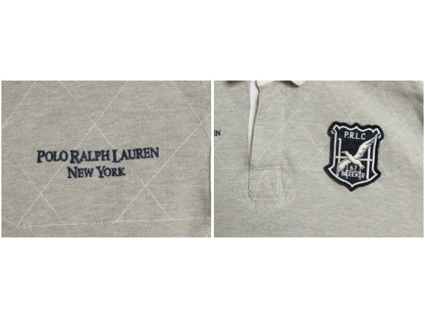 90s ポロ ラルフローレン 鹿の子 半袖 ポロシャツ メンズ XL オールド 半袖シャツ ラガーシャツ ラグビー コットン カットソー ゆったり 灰
