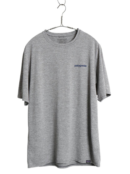 パタゴニア キャプリーン 波タグ プリント 半袖 Tシャツ メンズ M / 21年製 アウトドア ストレッチ トップス カットソー バックプリント 灰
