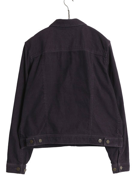 00s ラルフローレン ジーンズ 細畝 コーデュロイ ジャケット レディース L オールド コットン ジージャン タイプ トラッカー ショート丈 紫