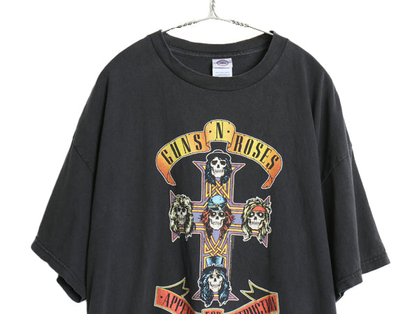 00s ガンズアンドローゼス イラスト プリント Tシャツ メンズ 2XL / オールド スカル グラフィック アート バンド ロック 大きいサイズ 黒