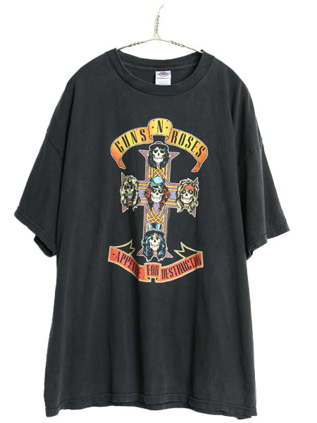 00s ガンズアンドローゼス イラスト プリント Tシャツ メンズ 2XL / オールド スカル グラフィック アート バンド ロック 大きいサイズ 黒