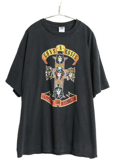 00s ガンズアンドローゼス イラスト プリント Tシャツ メンズ 2XL / オールド スカル グラフィック アート バンド ロック 大きいサイズ 黒