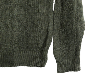 90s ジェイクルー ケーブル ニット セーター メンズ L / オールド 巨人タグ ウール 無地 フィッシャーマン アラン クルーネック ローゲージ