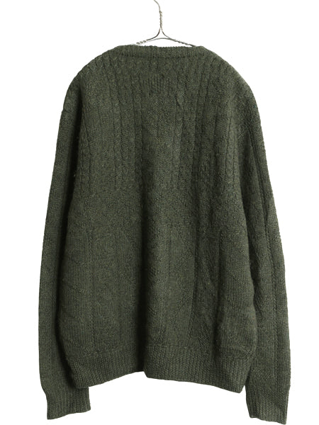 90s ジェイクルー ケーブル ニット セーター メンズ L / オールド 巨人タグ ウール 無地 フィッシャーマン アラン クルーネック ローゲージ