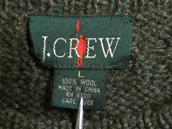 90s ジェイクルー ケーブル ニット セーター メンズ L / オールド 巨人タグ ウール 無地 フィッシャーマン アラン クルーネック ローゲージ