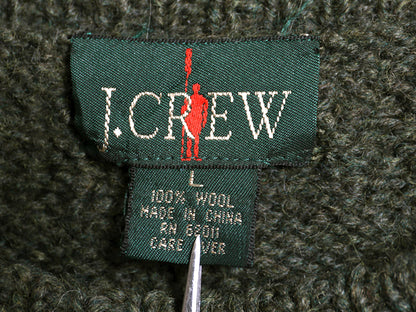 90s ジェイクルー ケーブル ニット セーター メンズ L / オールド 巨人タグ ウール 無地 フィッシャーマン アラン クルーネック ローゲージ