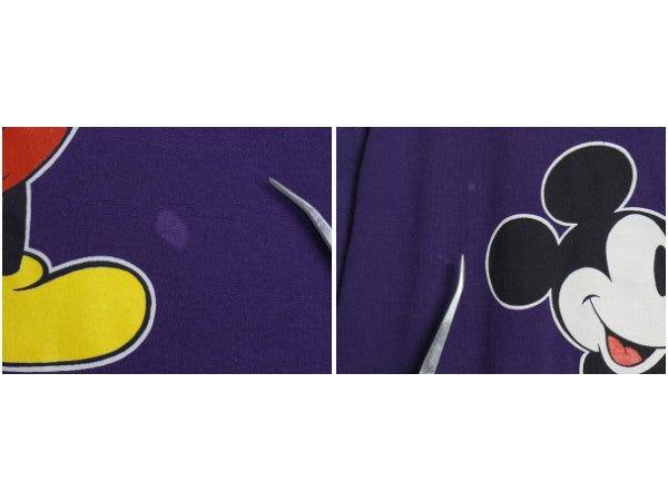 90s USA製 ミッキー プリント Tシャツ メンズ レディース L / 古着 オールド ディズニー オフィシャル キャラクター シングルステッチ 紫