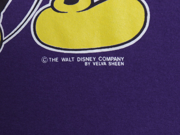 90s USA製 ミッキー プリント Tシャツ メンズ レディース L / 古着 オールド ディズニー オフィシャル キャラクター シングルステッチ 紫