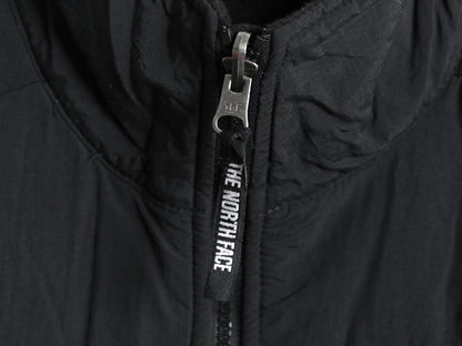 90s USA製 ノースフェイス デナリ ベスト レディース M オールド 前開き 重ね着 フルジップ フリース ナイロン ワンポイント ハイネック 黒