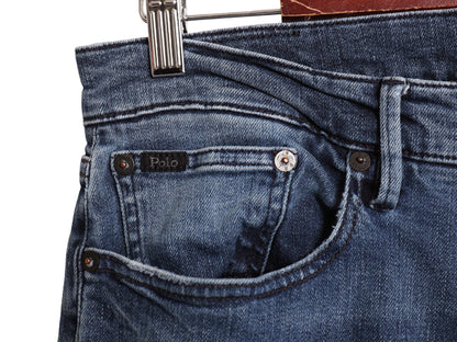 ポロ ラルフローレン デニム パンツ メンズ 32 32 / 古着 ヴィンテージ モデル スリム ストレート ジーンズ ジーパン 革パッチ ヒゲ アタリ
