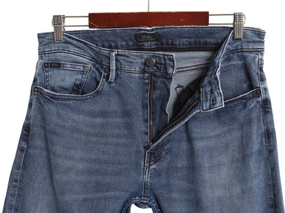 ポロ ラルフローレン デニム パンツ メンズ 32 32 / 古着 ヴィンテージ モデル スリム ストレート ジーンズ ジーパン 革パッチ ヒゲ アタリ