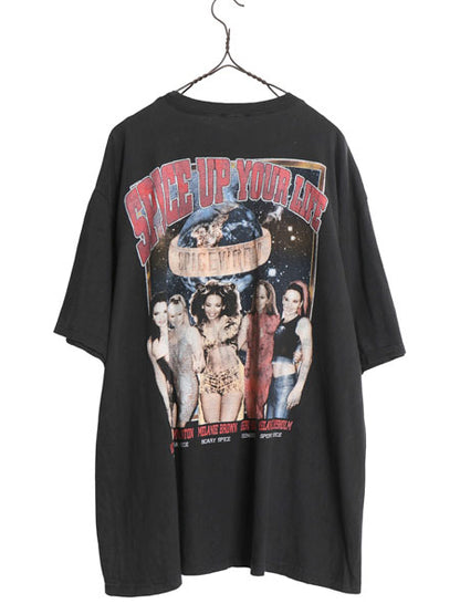 90s ★ スパイスガールズ フォト イラスト プリント Tシャツ メンズ XL / オールド 当時物 ヒップホップ R&B バンド 音物 黒 大きいサイズ