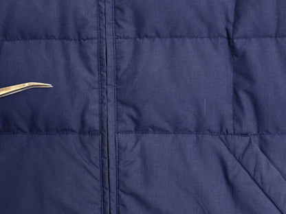 80s 90s ★ エディーバウアー ダウン ベスト メンズ S 古着 オールド ヴィンテージ 黒タグ 重ね着 前開き フルジップ キルティング 無地 青