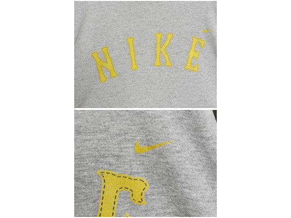 90s ナイキ プリント Tシャツ メンズ L / オールド ワンポイント スモール スウッシュ カットソー クルーネック シンプル ゆったり グレー