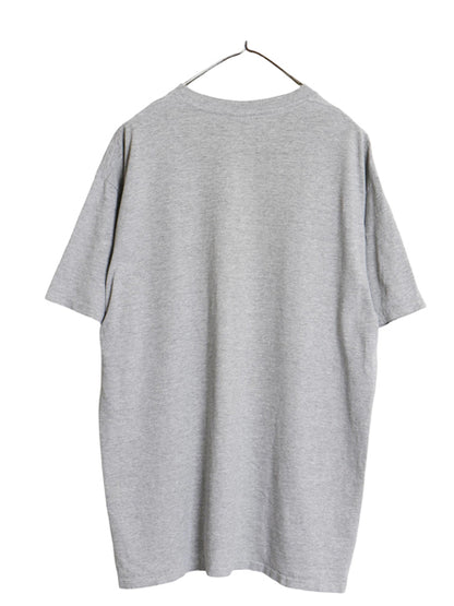 90s ナイキ プリント Tシャツ メンズ L / オールド ワンポイント スモール スウッシュ カットソー クルーネック シンプル ゆったり グレー