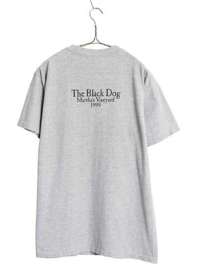 90s USA製 The Black Dog ドッグ イラスト プリント Tシャツ メンズ レディース M オールド アニマル キャラクター アート グラフィック 灰