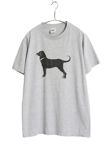 90s USA製 The Black Dog ドッグ イラスト プリント Tシャツ メンズ レディース M オールド アニマル キャラクター アート グラフィック 灰