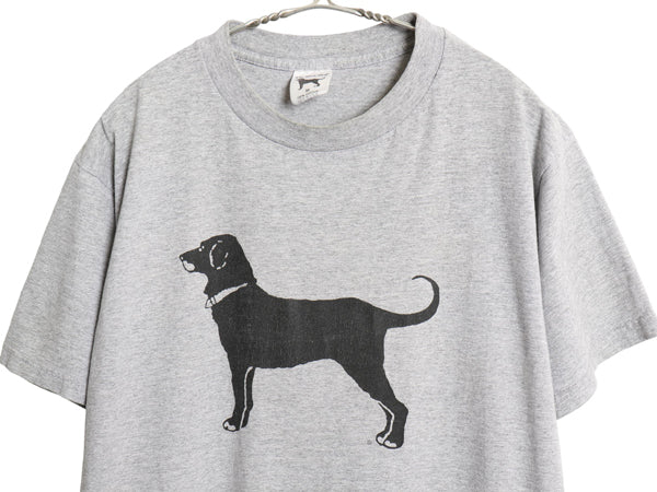 90s USA製 The Black Dog ドッグ イラスト プリント Tシャツ メンズ レディース M オールド アニマル キャラクター アート グラフィック 灰