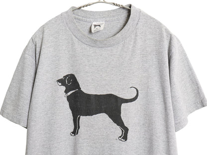 90s USA製 The Black Dog ドッグ イラスト プリント Tシャツ メンズ レディース M オールド アニマル キャラクター アート グラフィック 灰