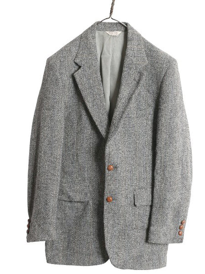 80s USA製 ハリスツイード テーラード ジャケット メンズ M 程/ ヴィンテージ ブレザー ツイード ウール マルチカラー トラッド カジュアル