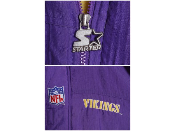 90s スターター バイキングス 中綿 ナイロン ジャケット メンズ L / オールド NFL オフィシャル アメフト スタジャン ブルゾン ハイネック
