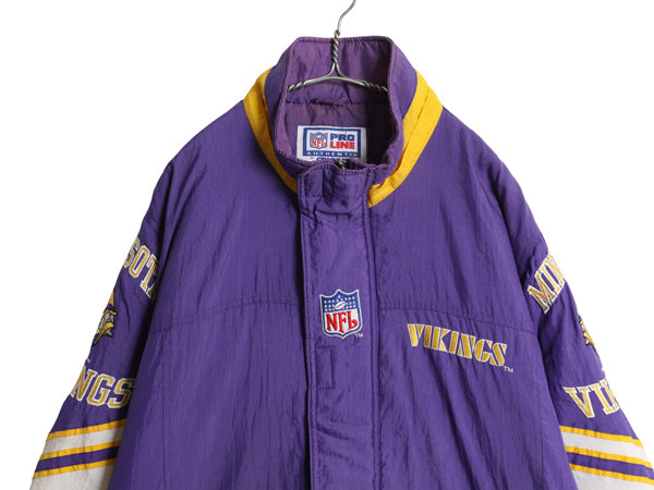 90s スターター バイキングス 中綿 ナイロン ジャケット メンズ L / オールド NFL オフィシャル アメフト スタジャン ブルゾン ハイネック