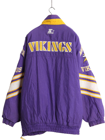 90s スターター バイキングス 中綿 ナイロン ジャケット メンズ L / オールド NFL オフィシャル アメフト スタジャン ブルゾン ハイネック
