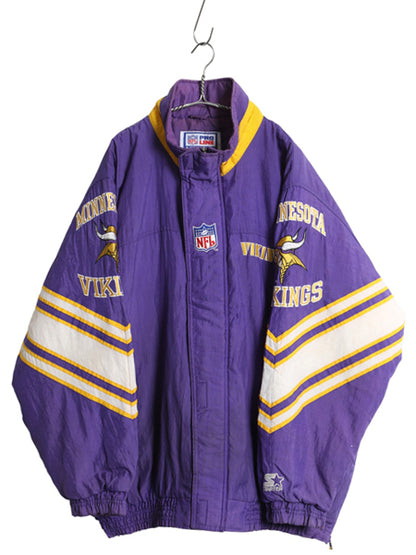 90s スターター バイキングス 中綿 ナイロン ジャケット メンズ L / オールド NFL オフィシャル アメフト スタジャン ブルゾン ハイネック