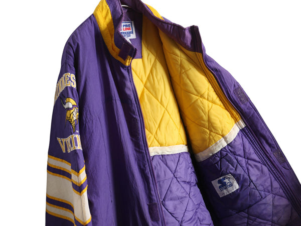 90s スターター バイキングス 中綿 ナイロン ジャケット メンズ L / オールド NFL オフィシャル アメフト スタジャン ブルゾン ハイネック