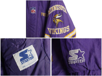 90s スターター バイキングス 中綿 ナイロン ジャケット メンズ L / オールド NFL オフィシャル アメフト スタジャン ブルゾン ハイネック
