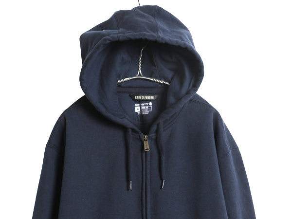 US企画 カーハート フルジップ スウェット フード パーカー メンズ XL / 古着 トレーナー ヘビーウェイト 大きいサイズ 裏起毛 撥水加工 紺