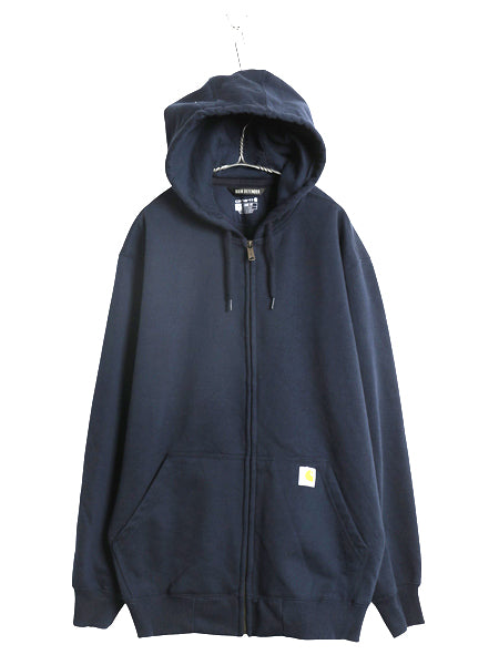 US企画 カーハート フルジップ スウェット フード パーカー メンズ XL / 古着 トレーナー ヘビーウェイト 大きいサイズ 裏起毛 撥水加工 紺