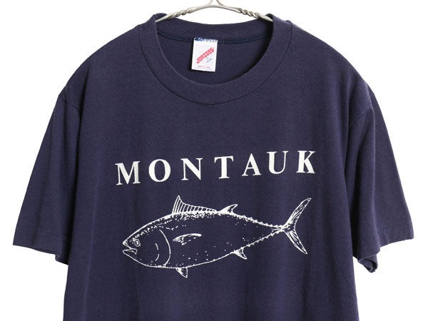 80s USA製 フィッシュ アート イラスト プリント Tシャツ メンズ L 小さめ M 程/ ヴィンテージ アウトドア グラフィック シングルステッチ