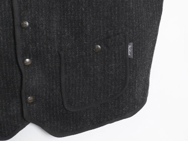 ウールリッチ ウール ベスト メンズ XL / ストライプ シンチバック ポケット付き 前開き 重ね着 ブラウンズビーチ タイプ 大きいサイズ 黒