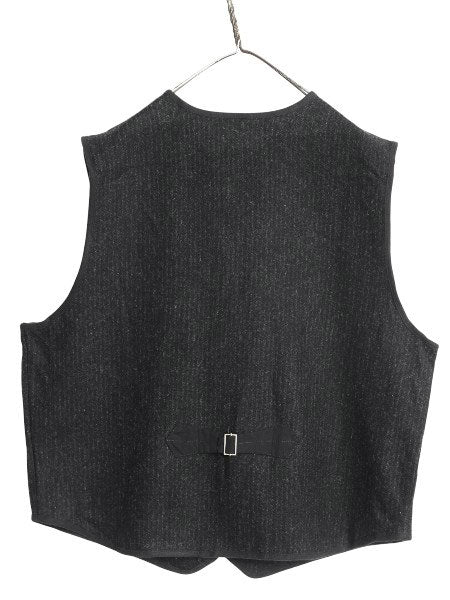 ウールリッチ ウール ベスト メンズ XL / ストライプ シンチバック ポケット付き 前開き 重ね着 ブラウンズビーチ タイプ 大きいサイズ 黒