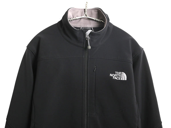 US企画 ノースフェイス APEX ソフトシェル ジャケット レディース М / 古着 アウトドア 裏 フリース ブルゾン フルジップ ハイネック 黒