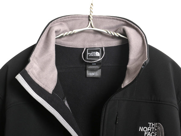 US企画 ノースフェイス APEX ソフトシェル ジャケット レディース М / 古着 アウトドア 裏 フリース ブルゾン フルジップ ハイネック 黒