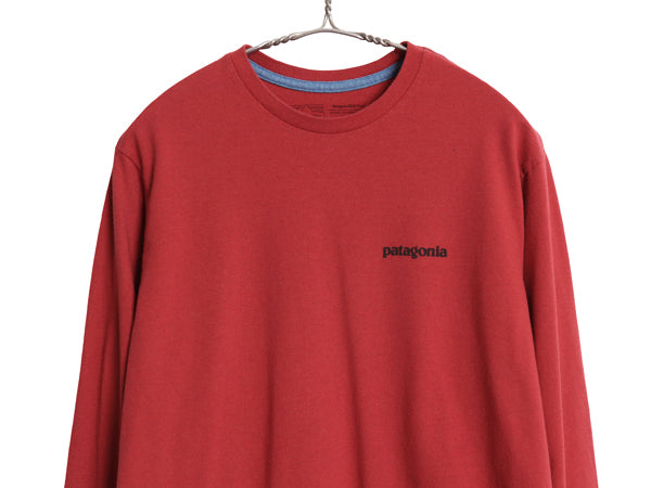 パタゴニア 両面 プリント 長袖 Tシャツ メンズ S / アウトドア ロンT ロングスリーブ P6 バックプリント ボックスロゴ カットソー エンジ