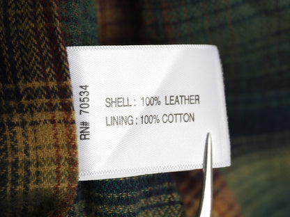 オービス 本革 レザー ベスト メンズ XL 古着 アウトドア ラムレザー チェック フランネル ライナー付き 重ね着 シンプル 大きいサイズ 茶