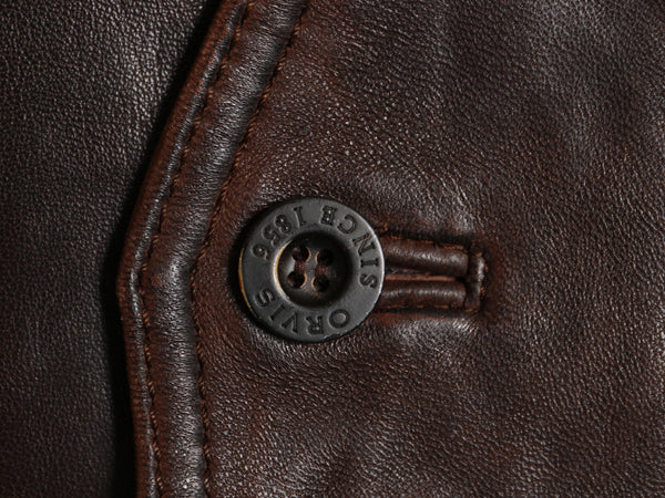 オービス 本革 レザー ベスト メンズ XL 古着 アウトドア ラムレザー チェック フランネル ライナー付き 重ね着 シンプル 大きいサイズ 茶