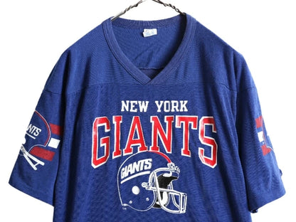 80s USA製 ■ チャンピオン NFL ジャイアンツ 3面 プリント 半袖 フットボール Tシャツ メンズ L / 古着 80年代 Champion アメフト Vネック