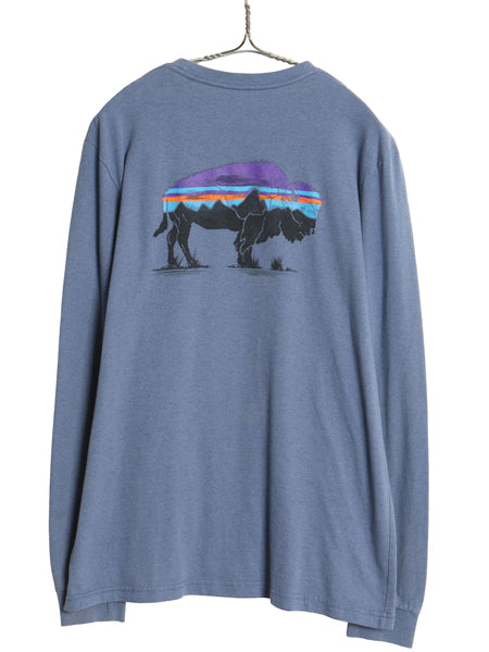 パタゴニア 両面 プリント 長袖 Tシャツ メンズ M / 19年製 ロンT ロングスリーブ フィッツロイ バイソン アート イラスト バックプリント